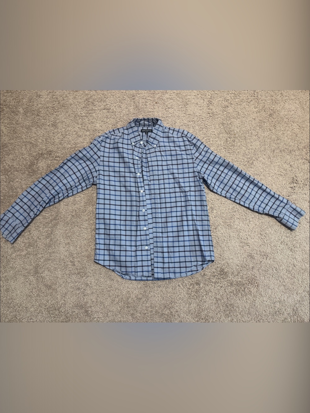J. Crew Factory Men’s Blue Windowpane Button-Down Shirt